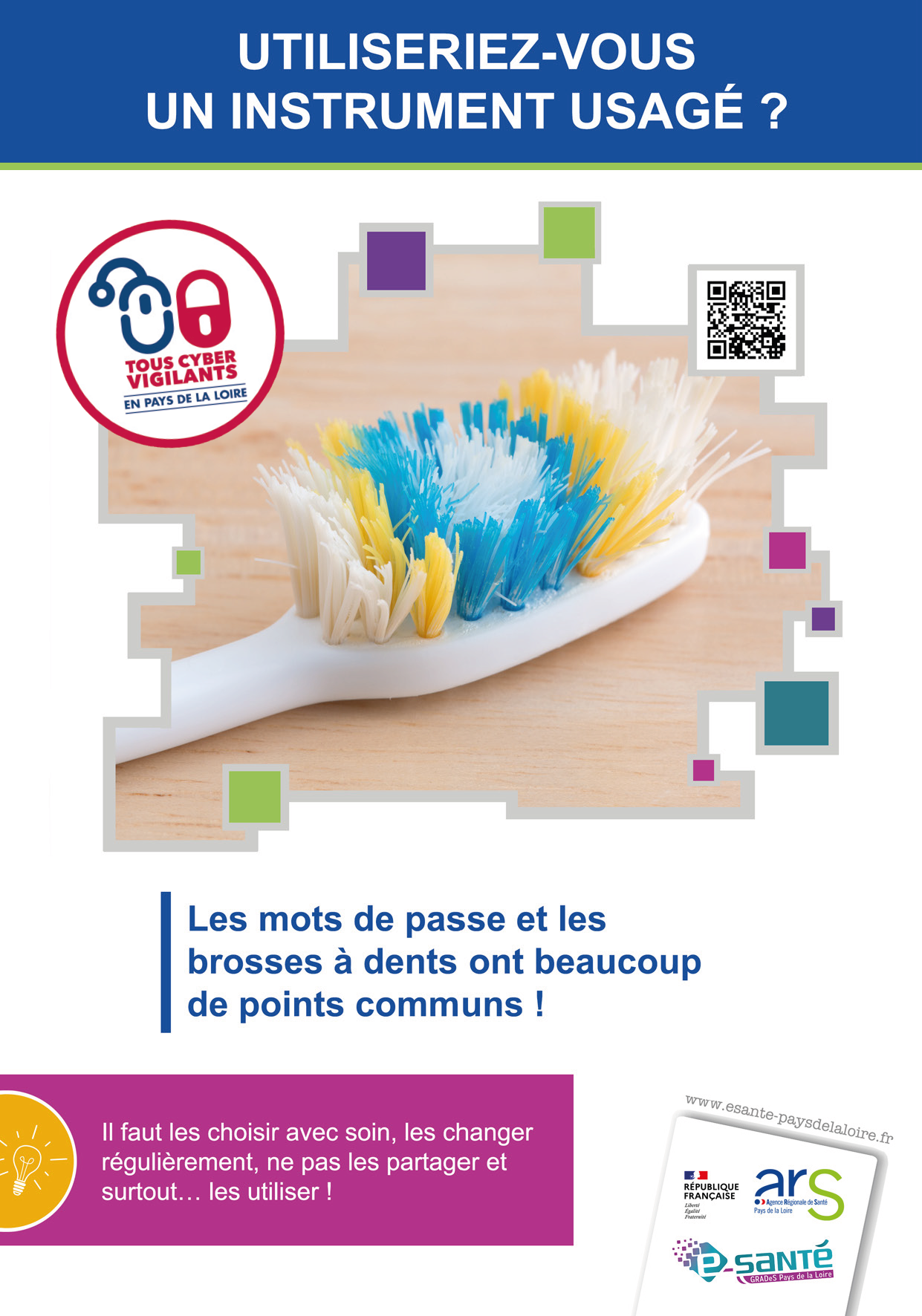 Affiche de comparaison des mots de passe à une brosse à dents